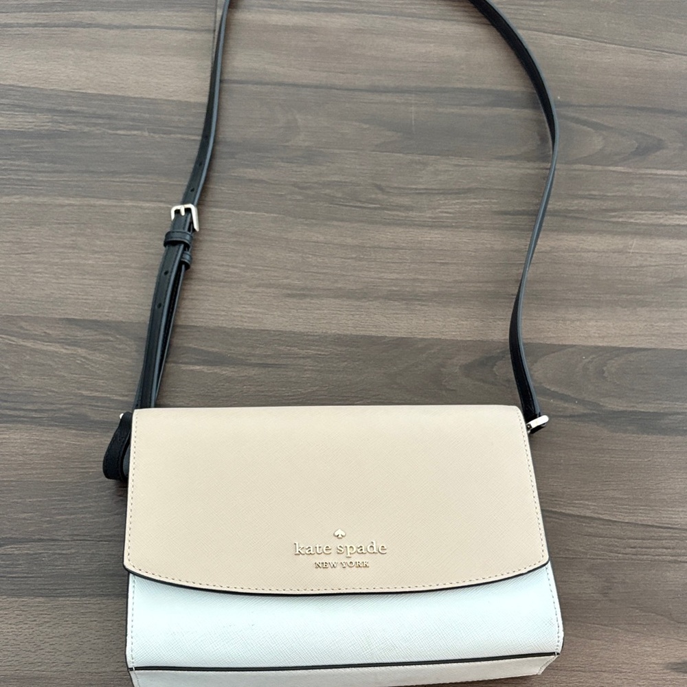 Kate Spade Tan and White Crossbody Bag